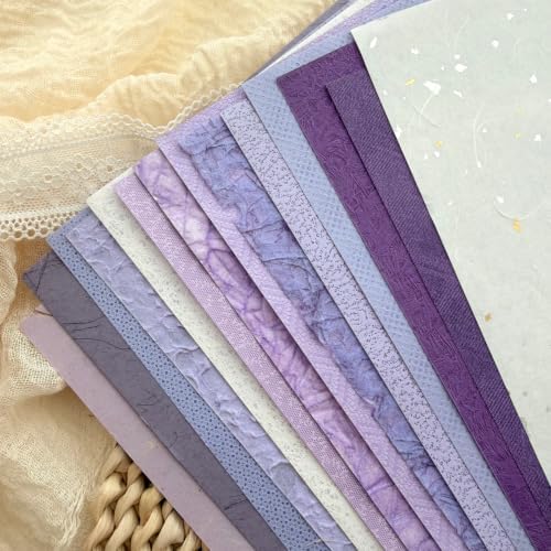 30 Sheets A5 Pastel Lilac Textured Scrapbook Paper & Mesh Fabric
