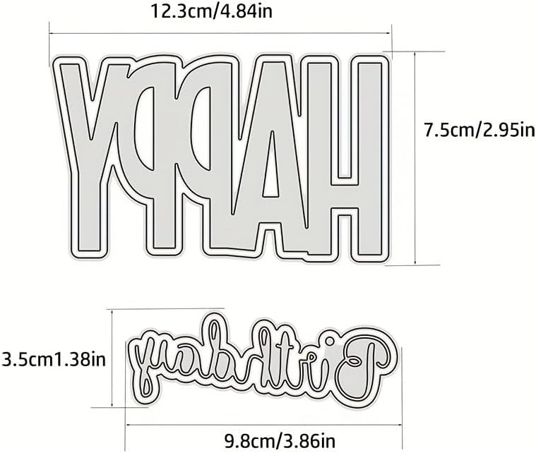 Lapoo Words Cutting Die for Scrapbooking - Durable, Cut Stencils for DIY Scrapbook Photo Album Decorative Paper Card, Card Making Supplies Party Wedding Decorations (Happy Birthday 4.8 x 1.4 in)