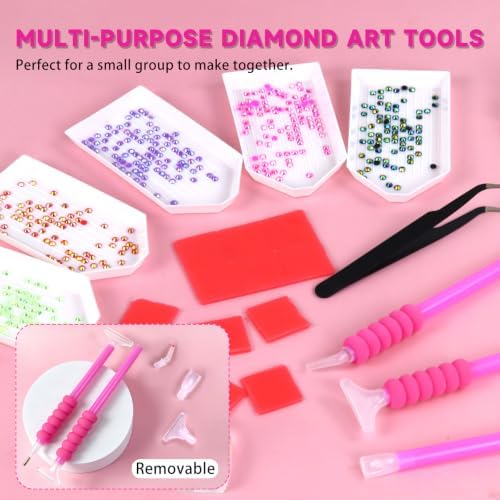 30 Pcs Bedazzling Pen Tools Set with 5 Diamond Art Sorting Trays