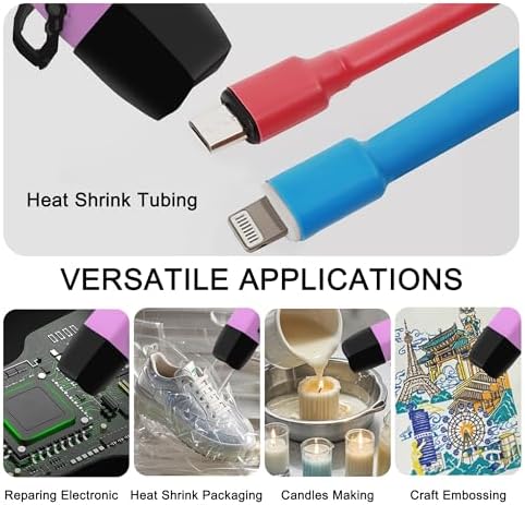 mofa Mini Variable Temp Heat Gun 350W 250℉~850℉(150℃- 450℃) Fast Heating,LCD Digital Display Hot Air Gun Tools with Reflector Nozzle&Tripod Overload Protection for Crafting,Embossing,Drying (Purple)