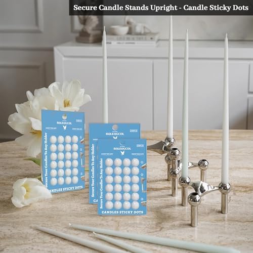 Taper Candle Sticky Dots - White Wax Candle Adhesive Dots for Secure Candle Placement - Easy Clean and Traceless Adhesive for DIY Projects - Pack of 72