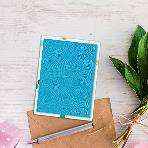 Summer Sea Wave Plastic Embossing Folders for Card Making Retro Ocean Wave Pattern Background Scrapbooking Plastic Template Photo Album Card Paper Handmade DIY Craft Decoration Template Molds