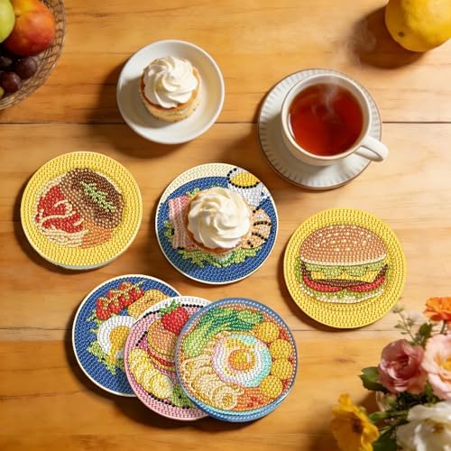 Leatrice 6 PCS Small Diamond Art Coasters Diamond Painting Kits for Adults