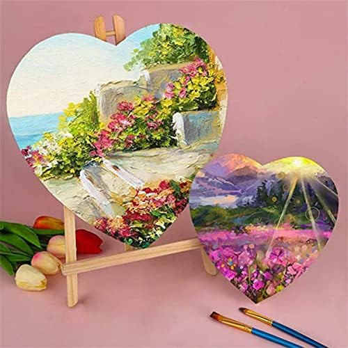 1 Pack Artist Blank Canvas, 20cm Stretched Canvas Frames Panel Board, Heart Art Board for Acrylic Oil Painting