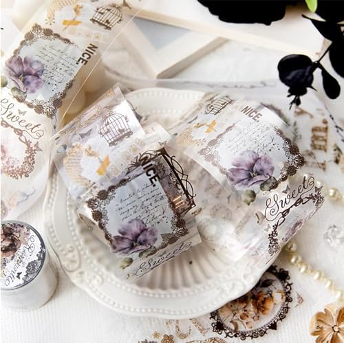 Alideco 6pcs PET Washi Tape Set Vintage Victorian Lace Washi Tapes for Journaling Scrapbook Stickers Decorative Tapes for Scrapbooking Bullet Journals, Planner, Arts & Crafts(leisianyequ
