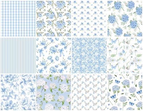 Blue Hydrangea Scrapbook Paper Floral Patterned Paper,11.8 Inch Double-sided DIY Decopodge Junk Journaling Papers Decorative Craft Papers, Journal Scrapbooking Supplies, Card Making Supplies
