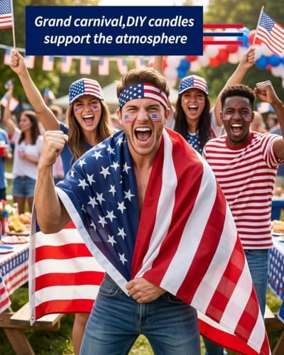 DIY Patriotic American Flag Pearled Candle, Sand Wax Candle Making Kit