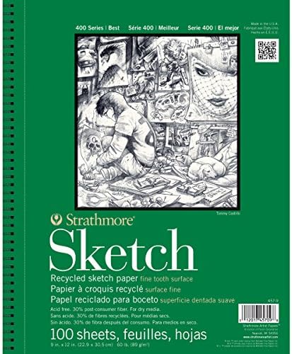 Strathmore 400 Series Wire Bound Sketch Pad, 60 lb. Recyled Paper, 5.5 X 8.5 inches, White, 100 Sheets (457-5)
