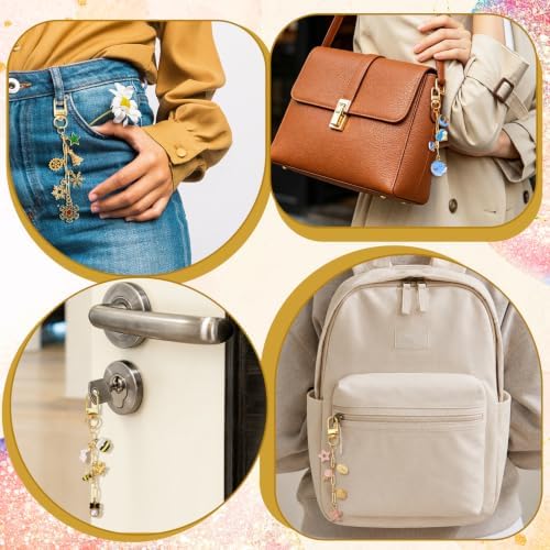 Wurosi 32pcs Paperclip Keychain Making Kit,Key Ring Swivel Snap Hook Chains