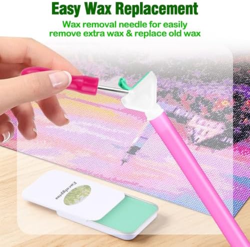 Scented Diamond Painting Wax, Handmade Natural Beeswax for Diamond Art Painting Pen, Long-Lasting Stickiness No Residue Drill Wax with Picker Tool, Diamond Art Accessories and Tools (Eucalyptus)
