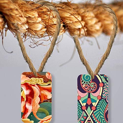 BUYGOO 80pcs Unfinished Wooden Keychain Set with 80 Key Rings and Hemp Rope for DIY Craft