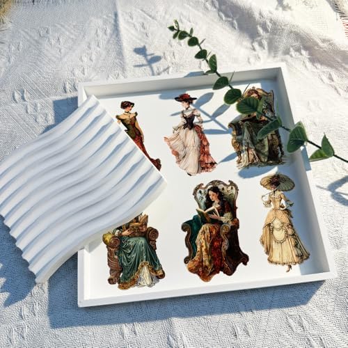 50 Pcs Vintage Victorian Lady Clear Stickers – Retro Aesthetic Ephemera for Scrapbooking, Journaling, Planners, Resin Crafts, Collage Projects
