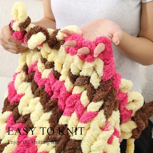 Chunky Yarn for Hand Knitting, No7 Thick Yarn, 250Grams 32Yards, Pack of 4, Perfect for Knitters and Crafters (HoneyCoffee)