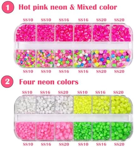 Hotfix Rhinestones Bedazzling Kit,Iron-on Hot Fix Applicator Setter Tool with Rhinestones,Hot Fixed Wand for Clothes Clothing Fabric Crafts,Neon Set 2