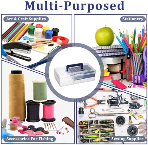 JUXYES Carry Craft Organizers Storage Box with Handle Lid and Diveded Tray