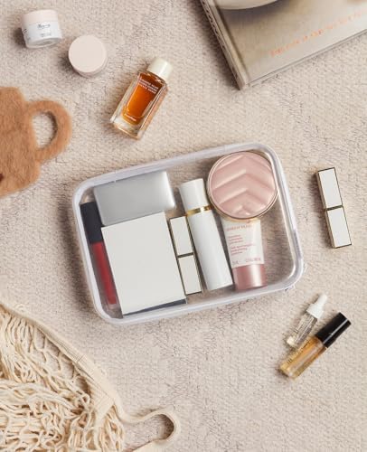 CoiiJoii 6PCS Clear Hard Shell Zipper Case,Portable Cosmetic Bag with Zipper,Kid's Toy Storage Organizer Bins,Hard Plastic Case,Clear Bags for Organizing