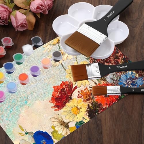 3Pcs Wide Flat Acrylic Paint Brushes for Acrylic Painting Large Nylon Artist Paintbrushes Art Varnish Brush for Oil Watercolor Varnish Canvas Painting