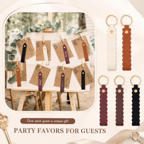 Scalloped PU Leather Keychain Blanks Laser Engraving