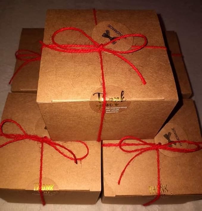 KINGLAKE Natural Jute Twine - 328 Feet, Durable Packing String, Arts & Crafts Gift Twine, Red