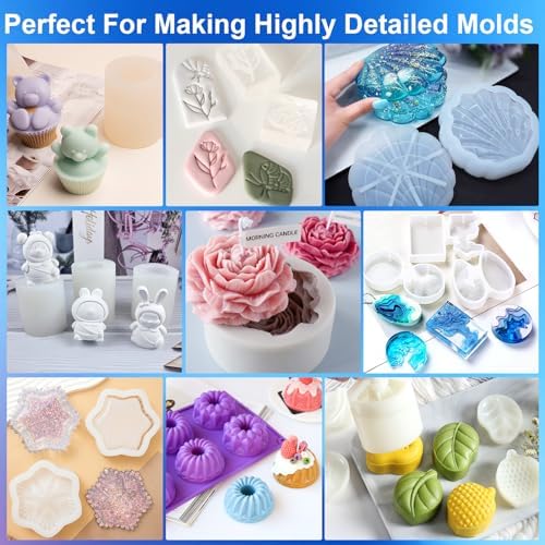 Silicone Mold Making Kit, 32oz 10A Elastic Liquid Silicone for Casting Resin molds and Candle & Soap Mold,Fast Cure Translucent Platinum Silicone Rubber