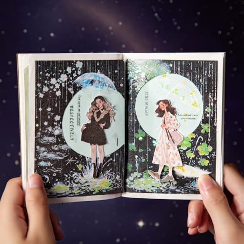 Alideco 6pcs Decorative Adhesive Tapes Vintage Umbrella Raindrops Scenery PET Tape Great for Bullet Journal Supplies, Arts, Scrapbook, DIY Crafts, Planners (yujimenglong)