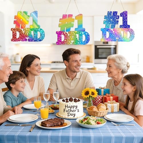 Large 12" Wooden Fathers Day Crafts for Kids Ornaments to Paint DAD, DIY Blank Unfinished Father's Door Sign Wreaths for Front Door Plaque Photo Props Gifts Hanging Daddy Birthday Party Supplies Decor
