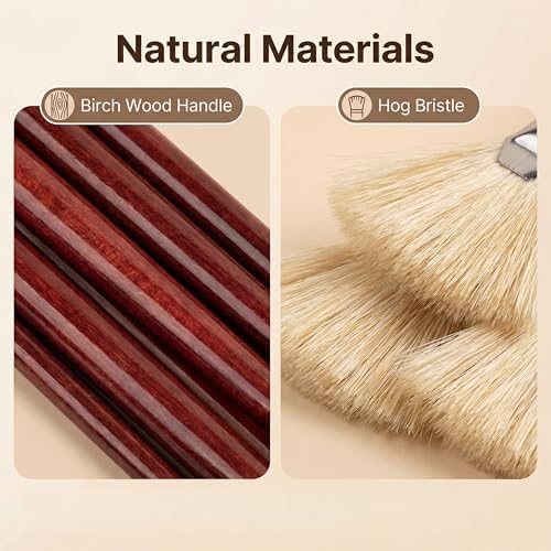 Fan Brush for Painting, 7-Piece Fan Brushes for Artists | 7 hog bristle fan brushes with birch handles for artists painting acrylic, oil & watercolor at home, school or studio.