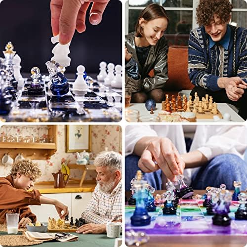 LET'S RESIN Chess Molds for Resin Casting, Upgraded Resin Chess Set Molds