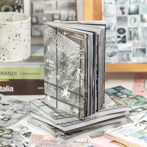 Japanese Sticker Book,990 Pcs Nature Landscape Themed Comic Retro Stickers Book for DIY Cute Scrapbooking Journaling Handbook Material Decoration