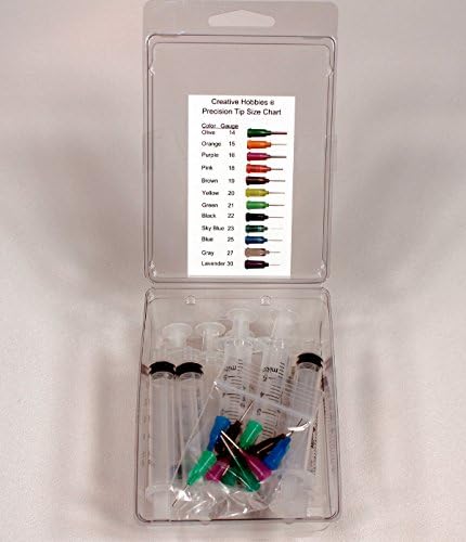 Creative Hobbies® Glue Applicator Syringe for Flatback Rhinestones & Hobby Crafts, 5 Ml with 15 Gauge Orange Precision Tip - Value Pack of 10