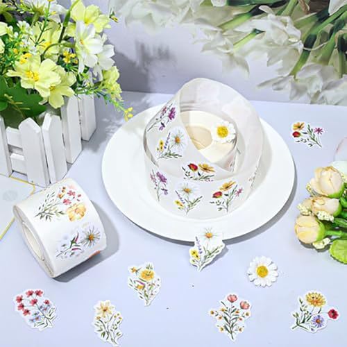 Wildflower Stickers,400PCS Spring Flower Theme Stickers Waterproof Label Stickers Self-Adhesive Labels for Envelopes Gift Wrap Craft (Flower 2)