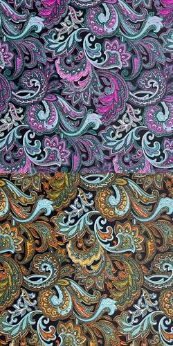 4" 200pcs Cotton Fabric Squares for Sewing Quilting Supplies- Dark Paisley