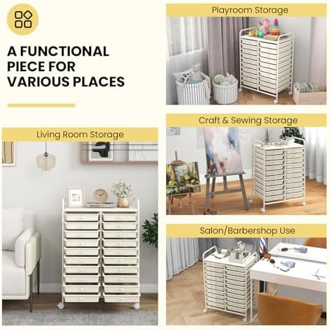 COSTWAY 20-Drawer Rolling Storage Cart, Utility Storage Organizer Cart
