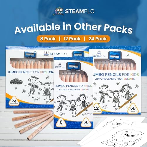 Learning Pencils for Toddlers 2-4 Years – Our Kids Pencils for Beginners Toddlers and Preschoolers with Jumbo Triangle Shape are Specially Designed Triangle (24 Pack + Sharpener)