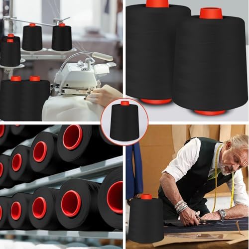 Black Sewing Thread, Serger Thread Cones 4 Pack, 40S/2-52000 Yards Black