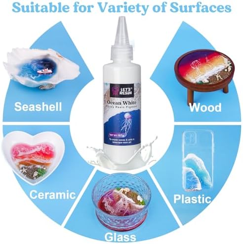 LET'S RESIN Ocean White Epoxy Resin Pigment 167g/5.89oz for Epoxy Resin | High Concentrated Pigment Paste for UV Resin, UV Resistant Opaque Pigment for Cells & Lacing, 3D Flower Resin Coasters