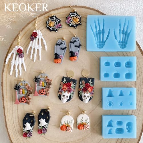 KEOKER Halloween Polymer Clay Molds - Earring Molds for Jewelry & Decoration (Substitute Polymer Clay Cutters)
