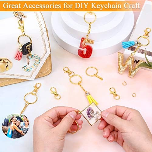 Keychain Rings for Crafts, Selizo 120pcs Gold Keychain Hardware Includes 60pcs Key Chain Hooks and 60pcs Key Rings for Keychains, Acrylic Blanks and Resin Craft