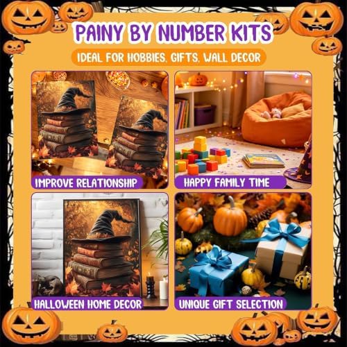Witch's Hat Paint by Numbers for Adults - Paint by Number Books on Canvas