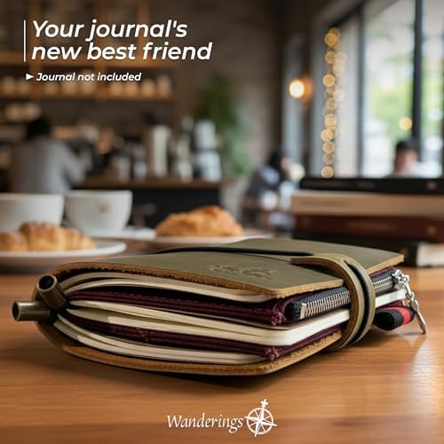 Wanderings Zipper Case Card Sleeve Holder Travelers Journal Accessory for Refillable Travel Journals - Pocket/Passport Size - 3.5" x 5" - Durable 100% Cotton Fabric Planner Accessories