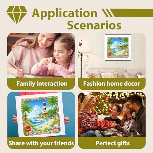 Beach Diamond Art Kits for Adults Special Shape Diamond Painting