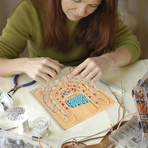 Petoysoso Bamboo Bead Board for Jewelry Making - Necklace and Bracelet Beading Board - Jewelry Making Supplies