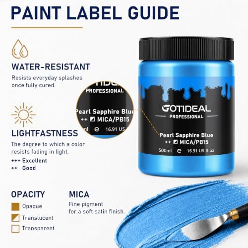 GOTIDEAL Metallic Blue Acrylic Paint, Sapphire Blue Paint (500ml/16.9oz)