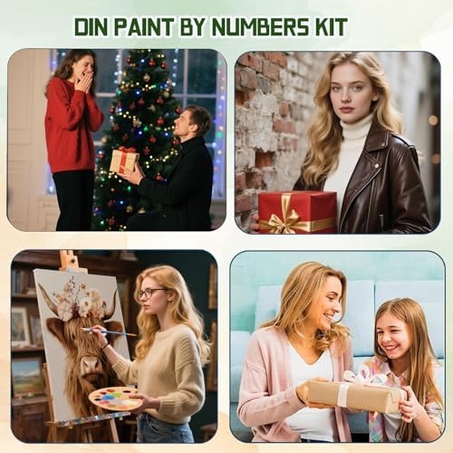 ICYANART Cow Paint by Numbers Kit for Adults, Adult Paint by Number Kits | Lighthouse Paint by Number for Adults Beginners, Acrylic Painting by Numbers, Easy Paint by Numbers for Gift Home Decor