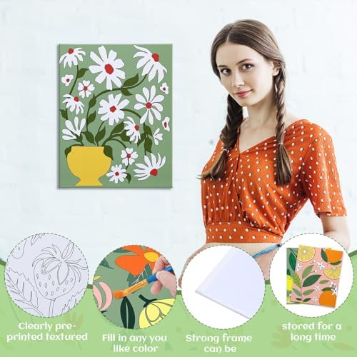 Tinlade 12 Pcs Pre Drawn Canvas for Painting Stretched,Flower Posters