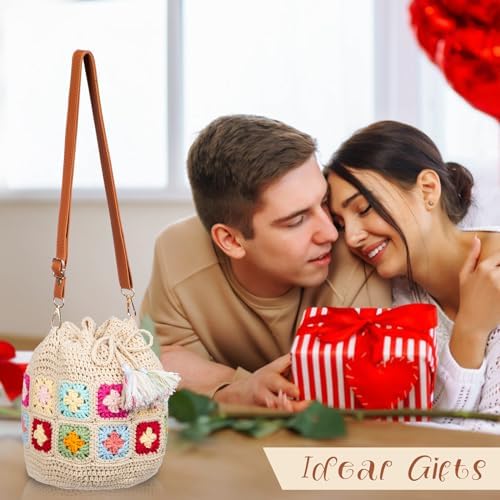 Noocro Crochet Kit for Advanced or Intermediate Beginner DIY Granny Square Bucket Bag, Purse, with Step by Step Tutorial Video and Detailed Instruction Complete Kit Craft Supplies Holiday Gift