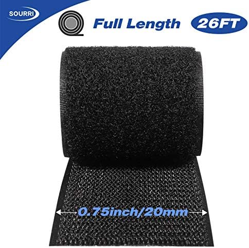 3/4 Inch x 26 Feet Hook and Loop Tape Sticky Back Fastener Roll, Nylon Self Adhesive Heavy Duty Strips Fastener for Home Office School Car and Crafting Organization