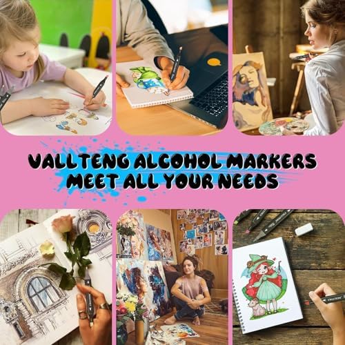 alchilalart 80-Colors Alcohol Markers Set, Dual Tip Art Markers with Case, Premium Artist Pens for Adult Coloring Books, Journaling, Sketching, Manga, Card Making, Gifts for Teens & Women