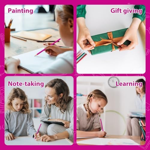 12 Pack Pink Colored Pencils for Kids, Pre-sharpened Art Pencils Back to School Supplies Set, Drawing Sketching Pencils for Students, Teachers, Classroom