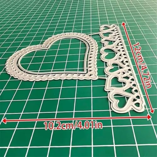 Cutting Dies Metal Stencils Scrapbooking Tools DIY Embossing Template for Paper Card Making Album Arts Crafts Supplies (Love Heart Border-10.2x12cm)